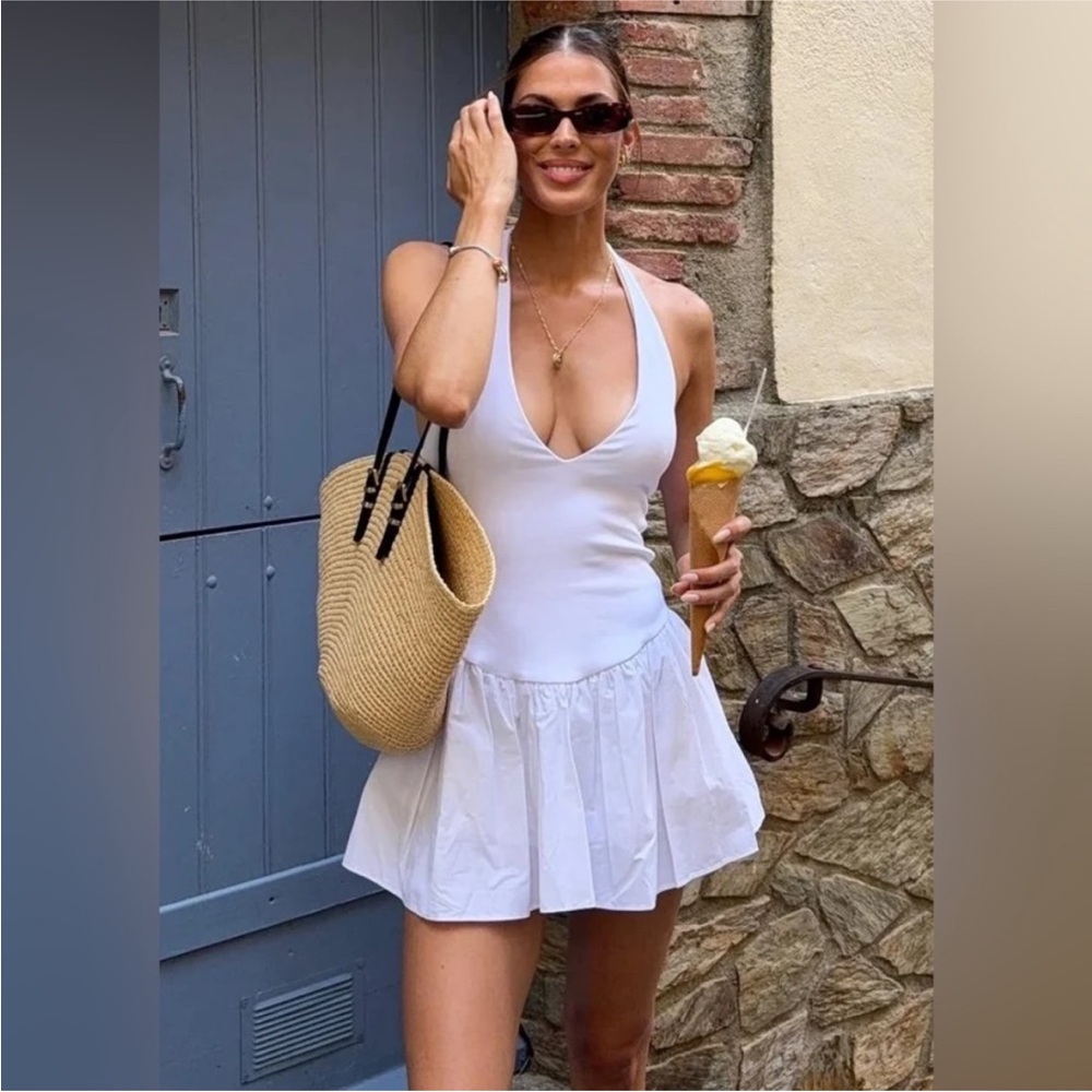 White Halter Dress